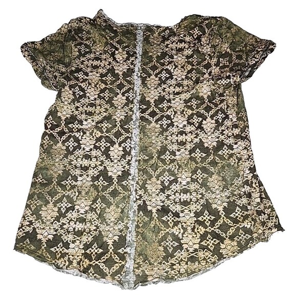 PILCRO x ANTHRO Spliced Neck Tee in Green Geometric Diamond Womens Medium - Picture 4 of 7